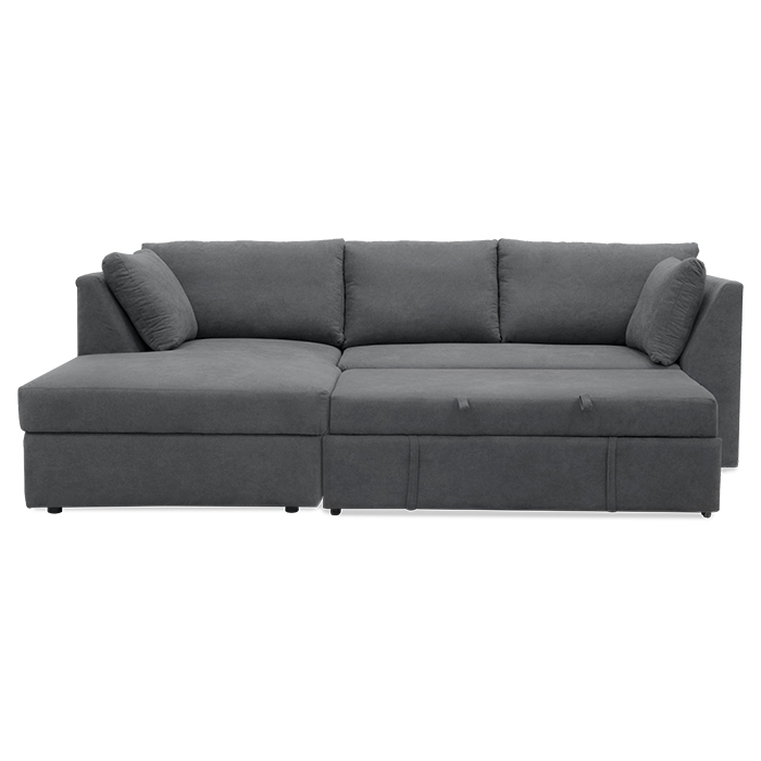 Sala Esquinera B/izq C/sofa Cama Tela Gris Oxford Praxu | Sofá Cama y Futones | salas